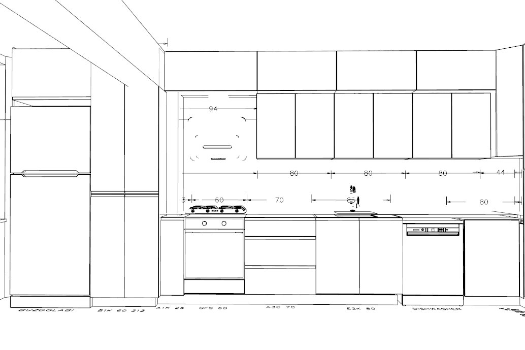 Erikli Hilal Sitesi Mutfak Çizim — 3D tasarım