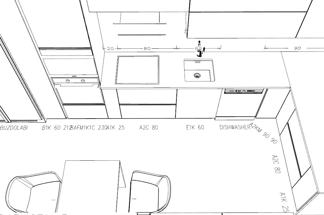 Vakıfköy Mutfak Çizim — 3D tasarım
